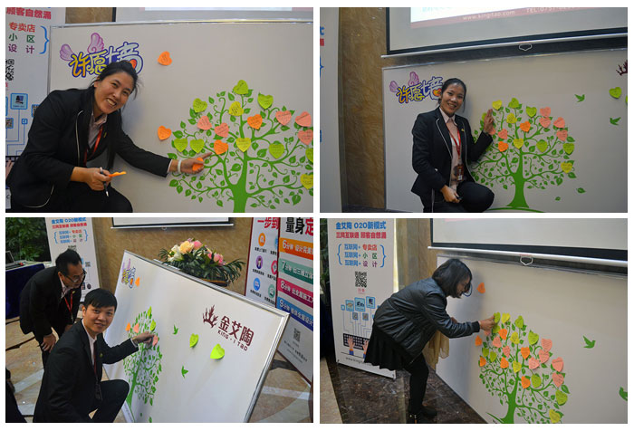 激情AV青青草陶瓷砖员工们在许愿墙贴上自己的新年愿望